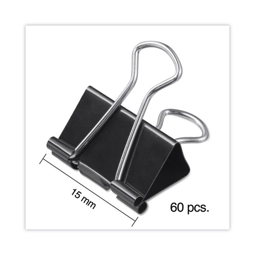 Picture of Binder Clips with Storage Tub, Mini, Black/Silver, 60/Pack