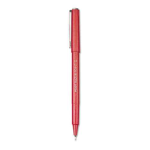 Picture of Razor Point II Super Fine Line Porous Point Pen, Stick, Ultra-Fine 0.2 mm, Red Ink, Red Barrel, Dozen