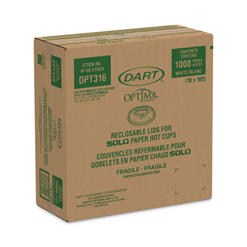 Picture of Optima Reclosable Lids for Hot Paper Cups, Fits 10 oz to 24 oz Cups, White, 1,000/Carton