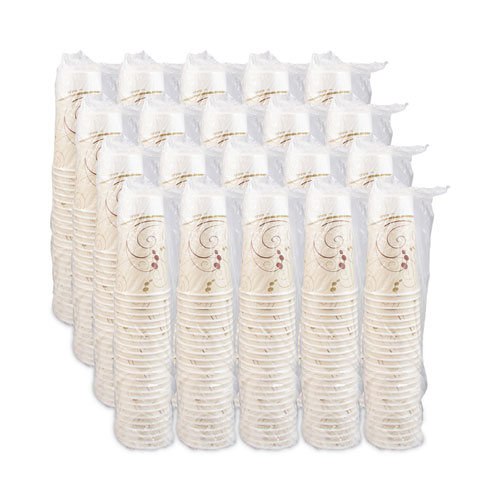 Picture of Double Sided Poly Paper Cold Cups, 44 oz, Symphony Design, Tan/Maroon/White, 40/Pack, 12 Packs/Carton