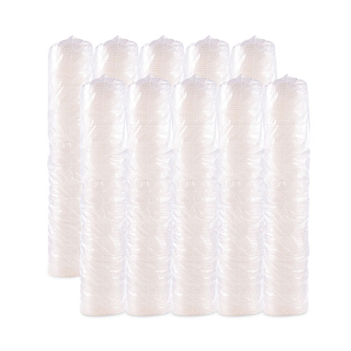 Picture of Polystyrene Plastic Flat Straw-Slot Cold Cup Lids, Fits 28 oz Cups, Translucent, 960/Carton