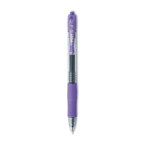 G2+Premium+Gel+Pen%2C+Retractable%2C+Fine+0.7+mm%2C+Purple+Ink%2C+Smoke%2FPurple+Barrel%2C+Dozen