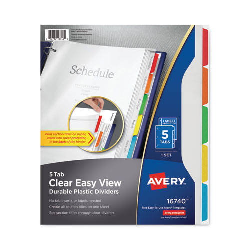 Clear+Easy+View+Plastic+Dividers+With+Multicolored+Tabs+And+Sheet+Protector%2C+5-Tab%2C+11+X+8.5%2C+Clear%2C+1+Set