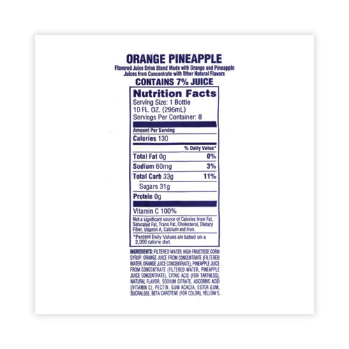 Picture of Fruit Juice Variety Pack, Fruit Punch, Grape, and Orange Pineapple, 10 oz Bottles, 24/Carton