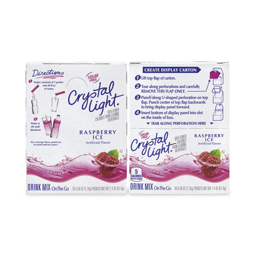 Picture of On-The-Go Sugar-Free Drink Mix, Raspberry Ice, 0.08 oz Single-Serving Tube, 30/Pk, 2 Packs/Carton