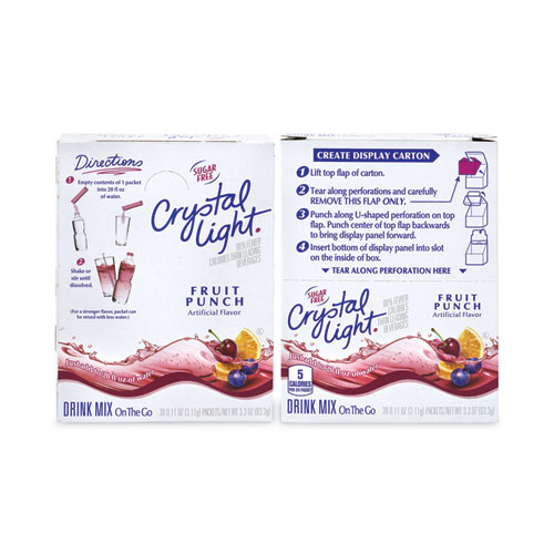 Picture of On-The-Go Sugar-Free Drink Mix, Fruit Punch, 0.11 oz Single-Serving Tubes, 30/Box, 2 Boxes/Carton