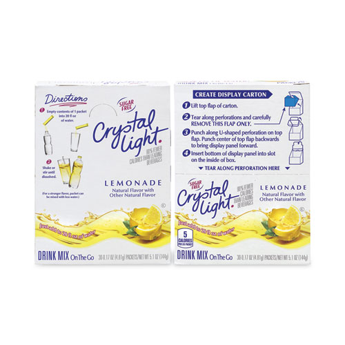 Picture of On-The-Go Sugar-Free Drink Mix, Lemonade, 0.17 oz Single-Serving Tubes, 30/Pack, 2 Packs/Carton