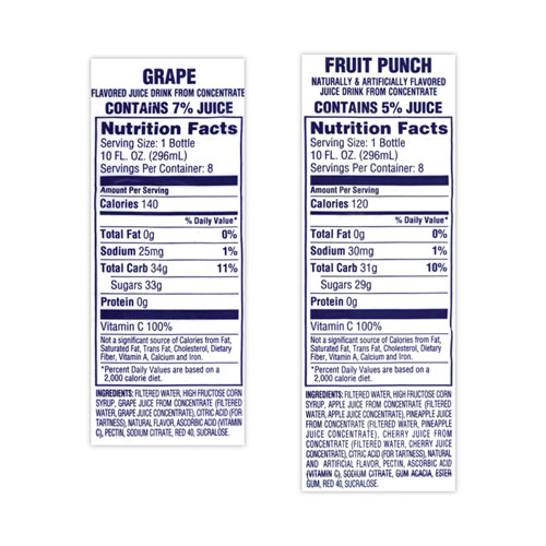Picture of Fruit Juice Variety Pack, Fruit Punch, Grape, and Orange Pineapple, 10 oz Bottles, 24/Carton