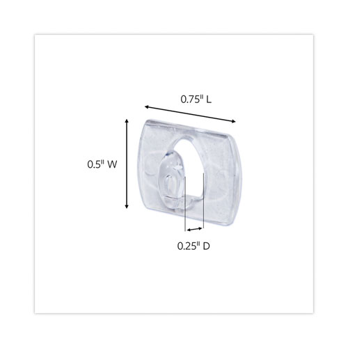 Picture of Clear Hooks and Strips, Decorating Clips, Plastic, 0.1 lb Capacity, 20 Clips and 24 Strips/Pack