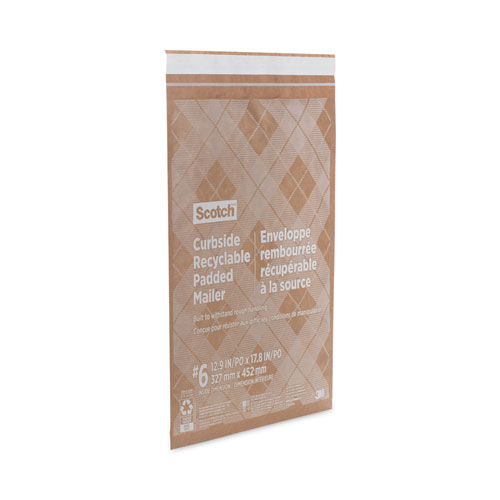 Picture of Curbside Recyclable Padded Mailer, #6, Bubble Cushion, Self-Adhesive Closure, 13.75 x 20, Natural Kraft, 50/Carton