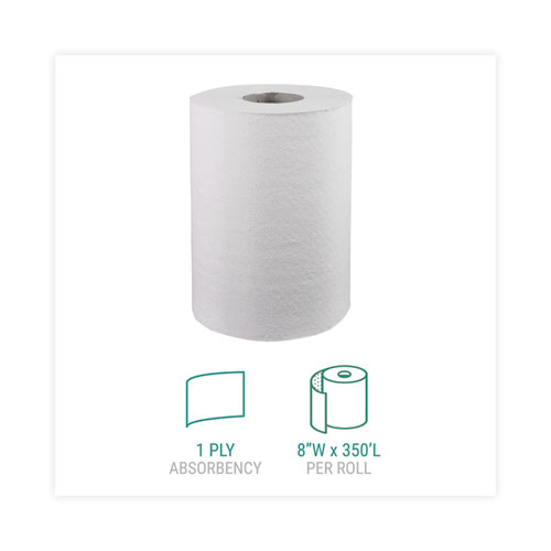 Picture of Hardwound Roll Towels, 1-Ply, 8" x 350 ft, White, 12 Rolls/Carton