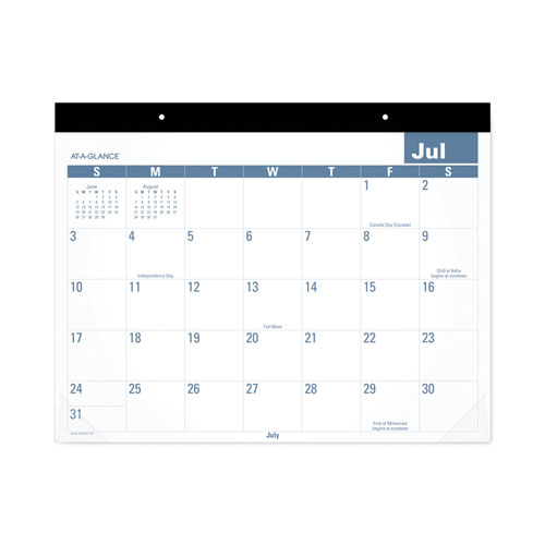 Picture of Academic Large Print Desk Pad, 21.75 x 17, White/Blue Sheets, 12 Month (July to June): 2024 to 2025