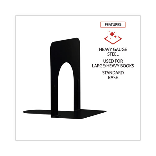 Picture of Economy Bookends, Standard, 4.75 x 5.25 x 5, Heavy Gauge Steel, Black, 1 Pair