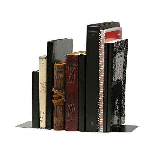 Picture of Economy Bookends, Standard, 4.75 x 5.25 x 5, Heavy Gauge Steel, Black, 1 Pair