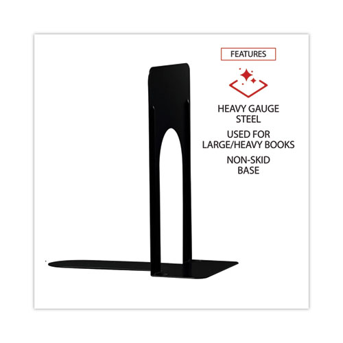 Picture of Economy Bookends, Nonskid, 5.88 x 8.25 x 9, Heavy Gauge Steel, Black, 1 Pair