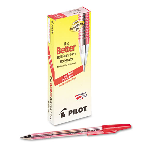 Picture of Better Ballpoint Pen, Stick, Fine 0.7 mm, Red Ink, Translucent Red Barrel, Dozen