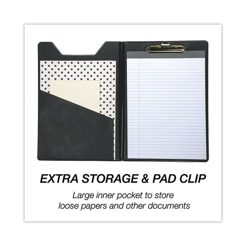 Picture of Value Padfolio, Heavyweight Sealed Vinyl, Brass Clip, Inside Front Pocket, Black