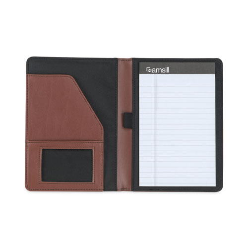 Picture of Contrast Stitch Leather Padfolio, 6.25w x 8.75h, Open Style, Brown