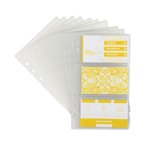 Picture of Refill Sheets for 4.25 x 7.25 Business Card Binders, For 2 x 3.5 Cards, Clear, 6 Cards/Sheet, 10 Sheets/Pack