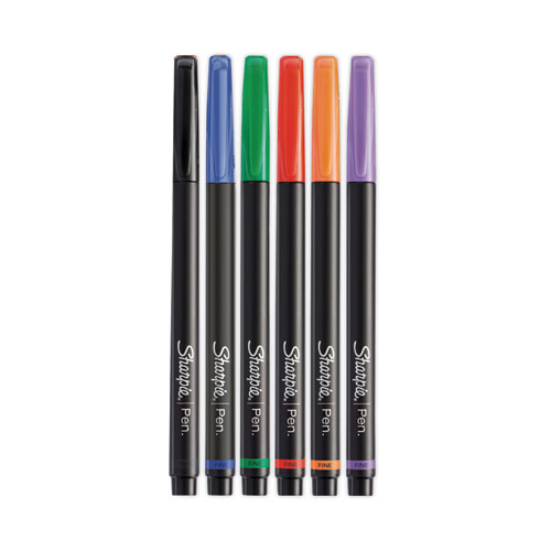 Picture of Water-Resistant Ink Porous Point Pen, Stick, Fine 0.4 mm, Assorted Ink and Barrel Colors, 6/Pack