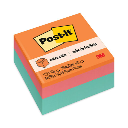 Post-it%C2%AE+Notes+Cube+-+Assorted+Brights+-+470+-+3%26quot%3B+x+3%26quot%3B+-+Square+-+470+Sheets+per+Pad+-+Unruled+-+Neon+Orange%2C+Poppy%2C+Aqua+Wave+-+Paper+-+Self-adhesive+-+470+%2F+Pad