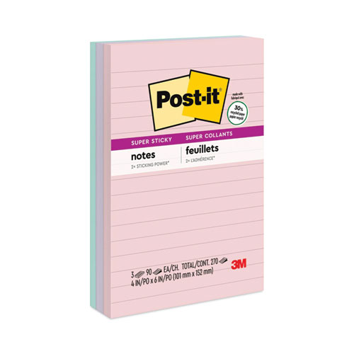 Picture of Recycled Notes in Wanderlust Pastels Collection Colors, Note Ruled, 4" x 6", 90 Sheets/Pad, 3 Pads/Pack