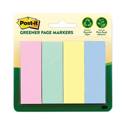 Picture of Greener Page Markers, Assorted Pastel Colors, 50 Flags/Pad, 4 Pads/Pack