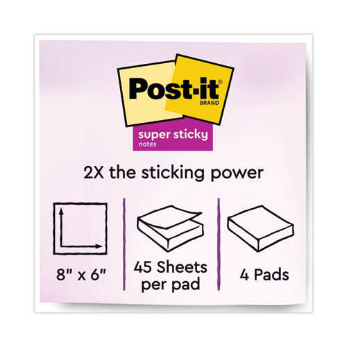 Picture of Meeting Notes in Energy Boost Collection Colors, 8" x 6", 45 Sheets/Pad, 4 Pads/Pack