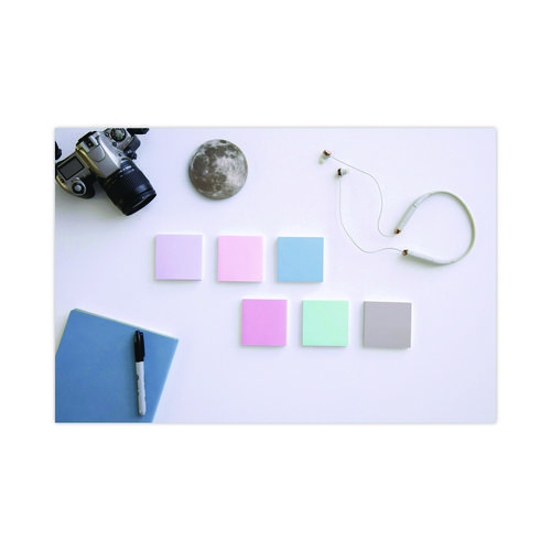 Picture of Recycled Notes in Wanderlust Pastels Collection Colors, 3" x 3", 90 Sheets/Pad, 12 Pads/Pack