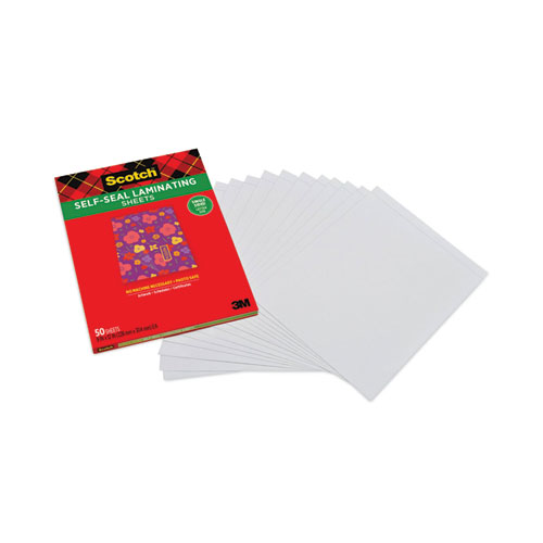 Picture of Self-Sealing Laminating Sheets, 6 mil, 9.06 x 11.63, Gloss Clear, 50/Pack