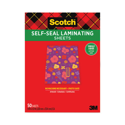 Picture of Self-Sealing Laminating Sheets, 6 mil, 9.06 x 11.63, Gloss Clear, 50/Pack