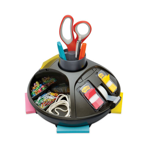 3M+Rotary+Desktop+Organizer+-+5.5%26quot%3B+Height+x+9.5%26quot%3B+Width+x+9.5%26quot%3B+Depth+-+Desktop+-+Non-skid+-+15%25+Recycled+-+Black+-+Plastic+-+1+Each