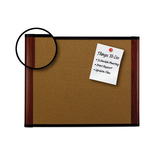 Picture of Widescreen Cork Bulletin Board, 48 x 36, Tan Surface, Mahogany Aluminum Frame