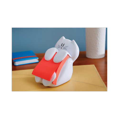 Picture of Cat Notes Dispenser, For 3 x 3 Pads, White, Includes (1) Rio de Janeiro Super Sticky Pop-up Pad