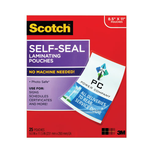 Picture of Self-Sealing Laminating Pouches, 9.5 mil, 9" x 11.5", Gloss Clear, 25/Pack