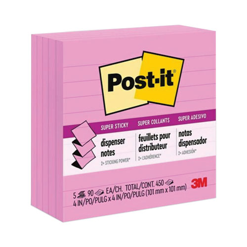 Post-it%C2%AE+Super+Sticky+Pop-up+Lined+Note+Refills+-+4%26quot%3B+x+4%26quot%3B+-+Square+-+90+Sheets+per+Pad+-+Pink+-+Sticky+-+5+%2F+Pack