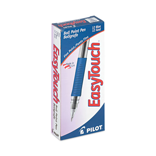 Picture of EasyTouch Ballpoint Pen, Stick, Fine 0.7 mm, Blue Ink, Clear/Blue Barrel, Dozen