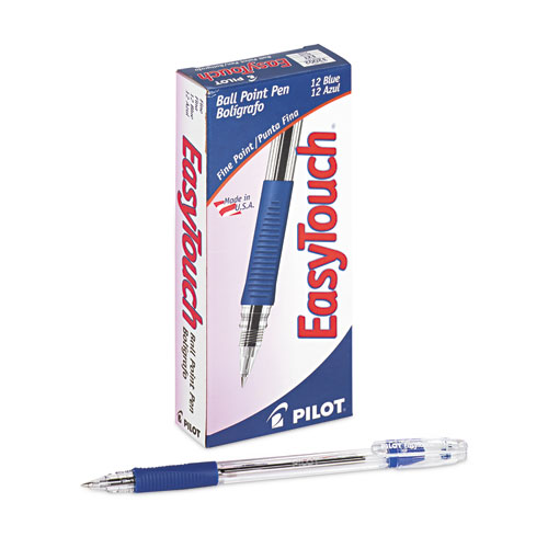 Picture of EasyTouch Ballpoint Pen, Stick, Fine 0.7 mm, Blue Ink, Clear/Blue Barrel, Dozen