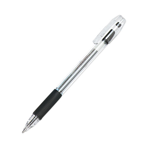 Picture of EasyTouch Ballpoint Pen, Stick, Medium 1 mm, Black Ink, Clear/Black Barrel, Dozen