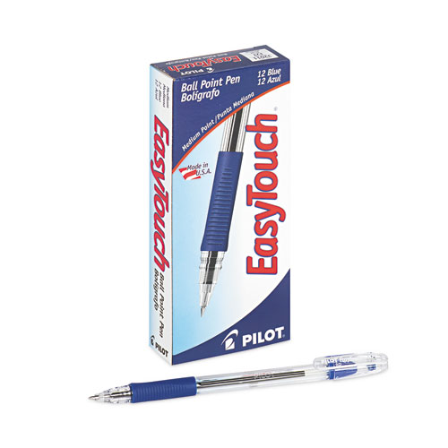 Picture of EasyTouch Ballpoint Pen, Stick, Medium 1 mm, Blue Ink, Clear Barrel, Dozen
