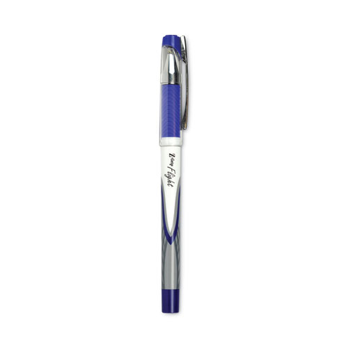 Picture of Z-Grip Flight Ballpoint Pen, Stick, Bold 1.2 mm, Blue Ink, White/Blue Fashion Accents Barrel, 12/Pack