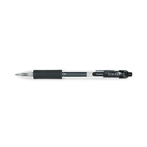 Picture of Sarasa Dry Gel X20 Gel Pen, Retractable, Fine 0.5 mm, Black Ink, Clear/Black Barrel, 12/Pack