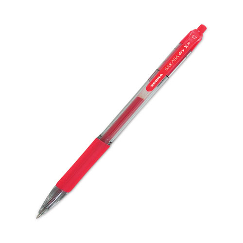 Picture of Sarasa Dry Gel X20 Gel Pen, Retractable, Medium 0.7 mm, Red Ink, Clear/Red Barrel, 12/Pack