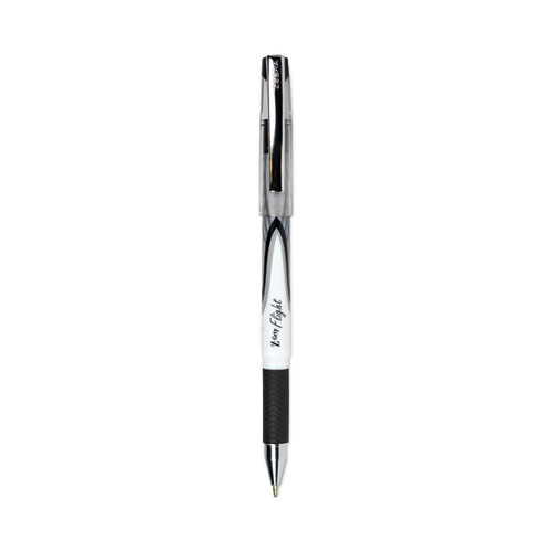 Picture of Z-Grip Flight Ballpoint Pen, Stick, Bold 1.2 mm, Black Ink, White/Black Fashion Accents Barrel, 12/Pack