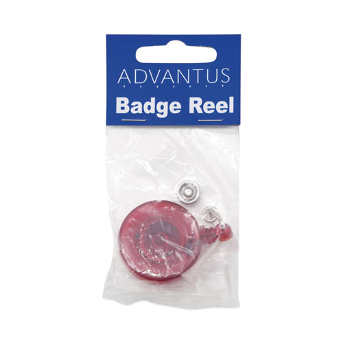 Picture of Translucent Retractable ID Card Reel, 30" Extension, Red, 12/Pack