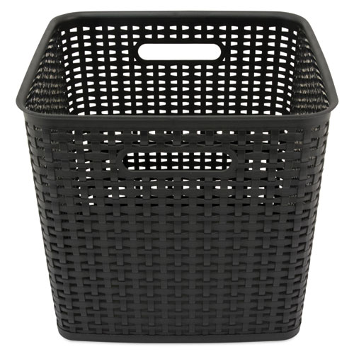 Picture of Plastic Weave Bin, Extra Large, 12.5" x 12.5" x 11.13", Black, 2/Pack