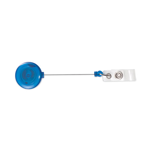 Picture of Translucent Retractable ID Card Reel, 30" Extension, Blue, 12/Pack