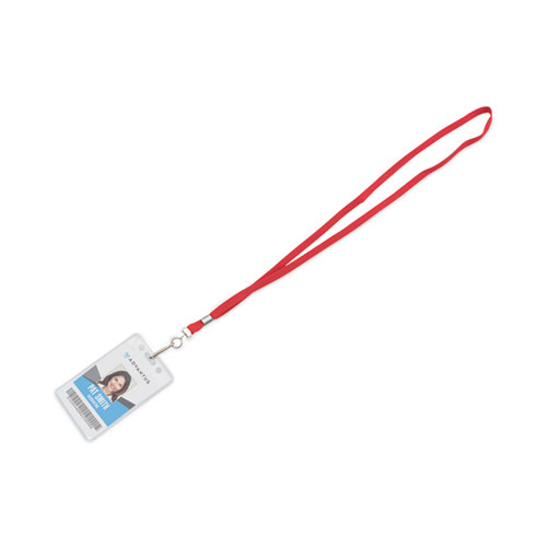 Picture of Deluxe Lanyards, Metal J-Hook Fastener, 36" Long, Red, 24/Box