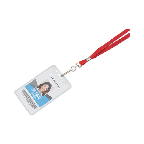 Picture of Deluxe Lanyards, Metal J-Hook Fastener, 36" Long, Red, 24/Box