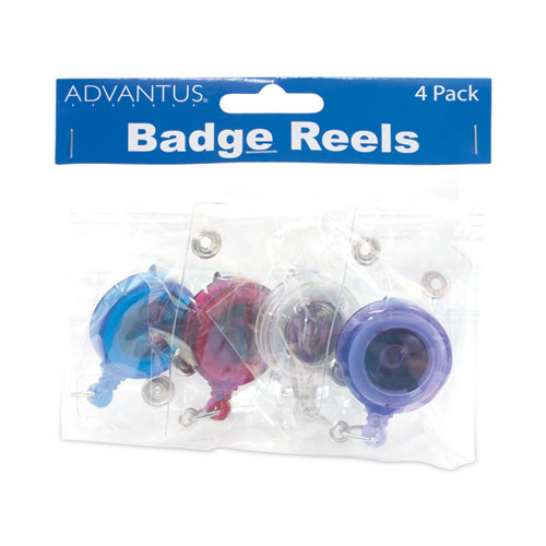 Picture of Translucent Retractable ID Card Reel, 30" Extension, Assorted Colors, 4/Pack